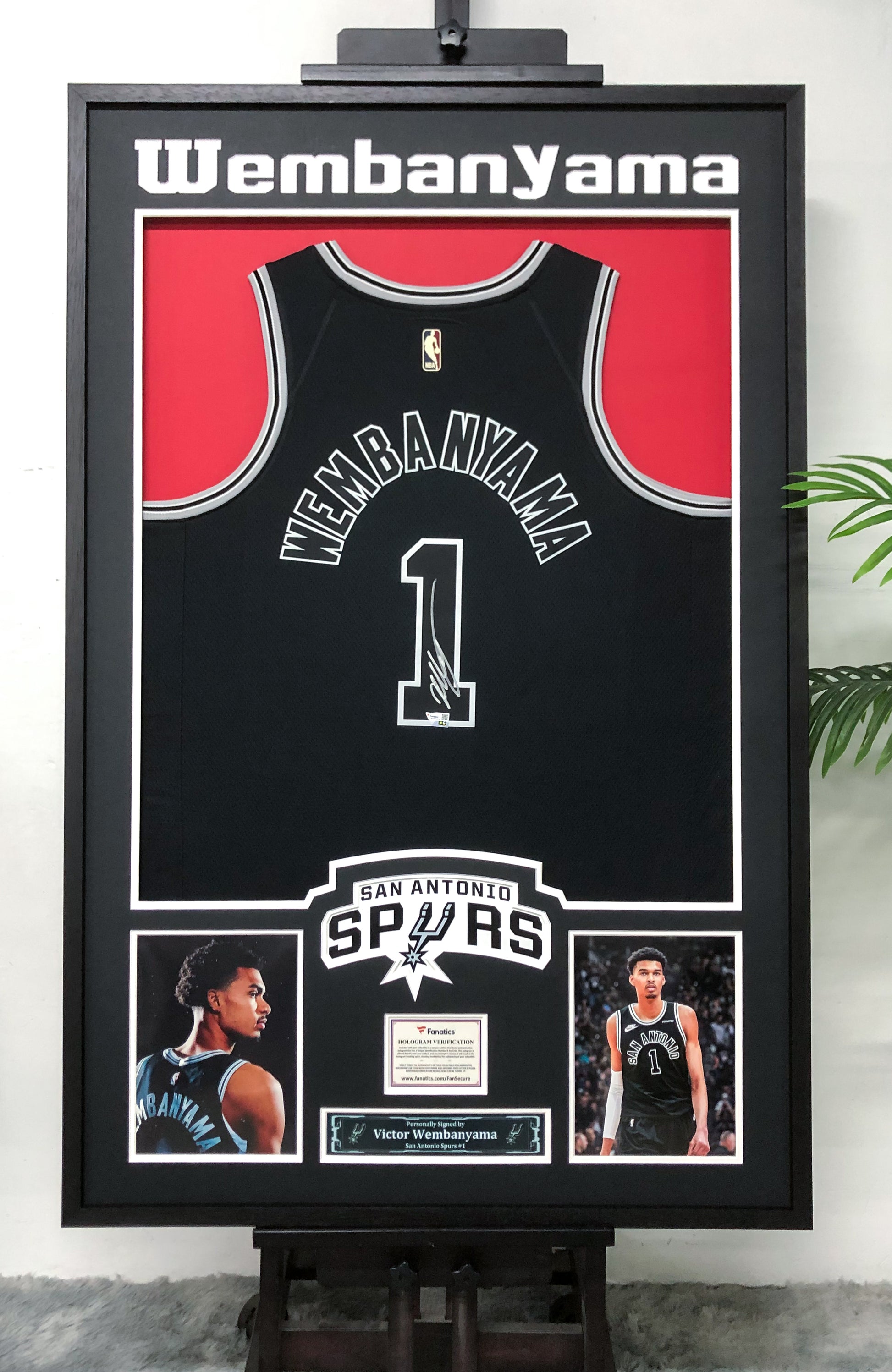 San Antonio Spurs Wembanyama Autographed Jersey with Personalized Custom Design Framed 00007