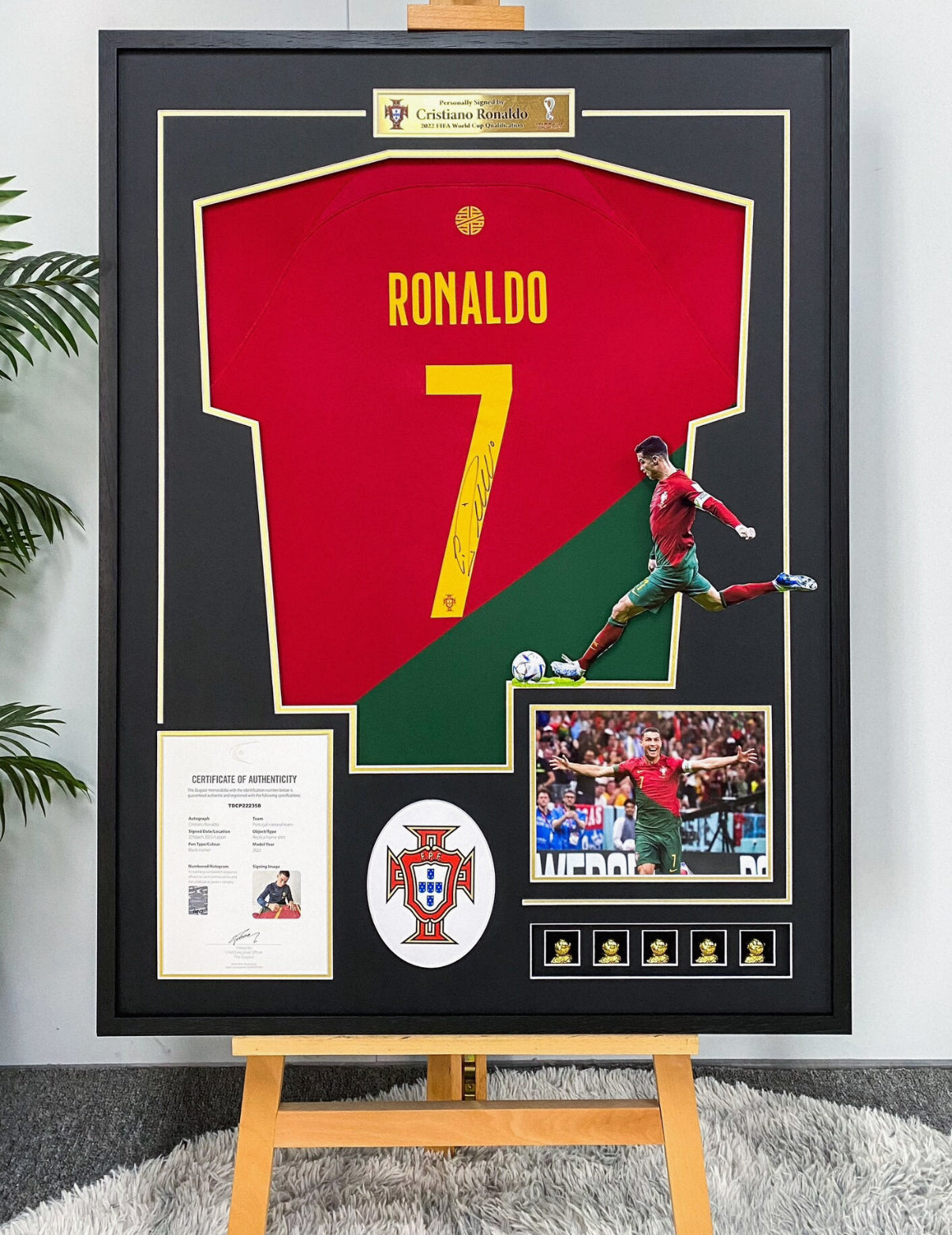 Portugal Cristiano Ronaldo Autographed Jersey with Personalized Custom Design Framed 00082
