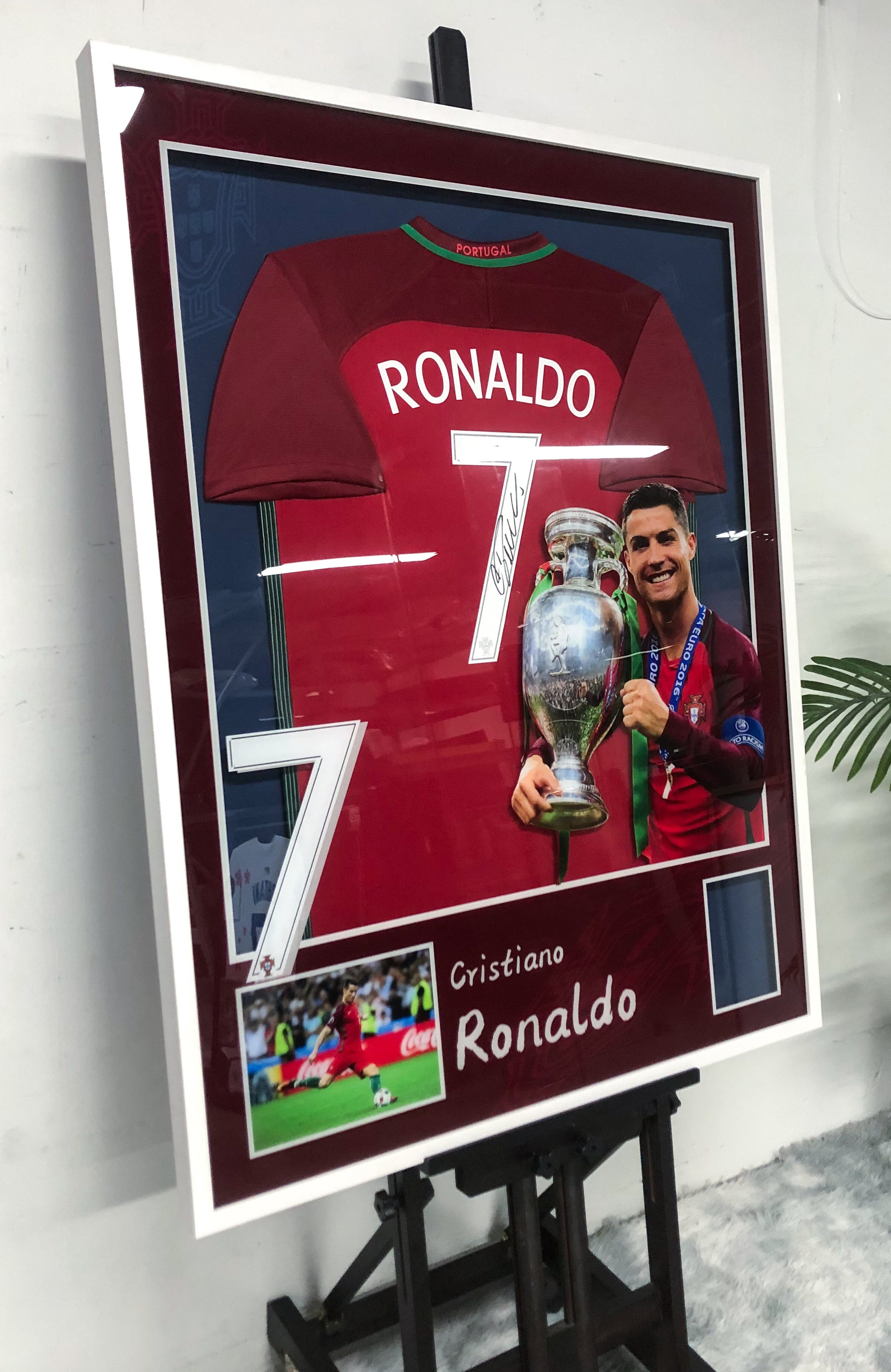 Portugal Cristiano Ronaldo Autographed Jersey with Personalized Custom Design Framed 00152