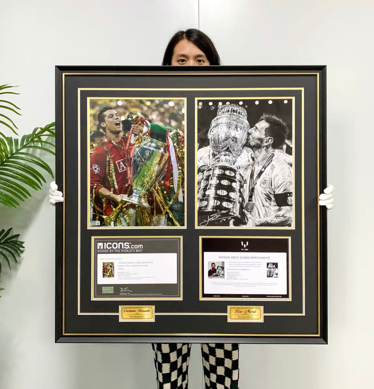 Messi Ronaldo Poster with Personalized Custom Design Framed 0000105